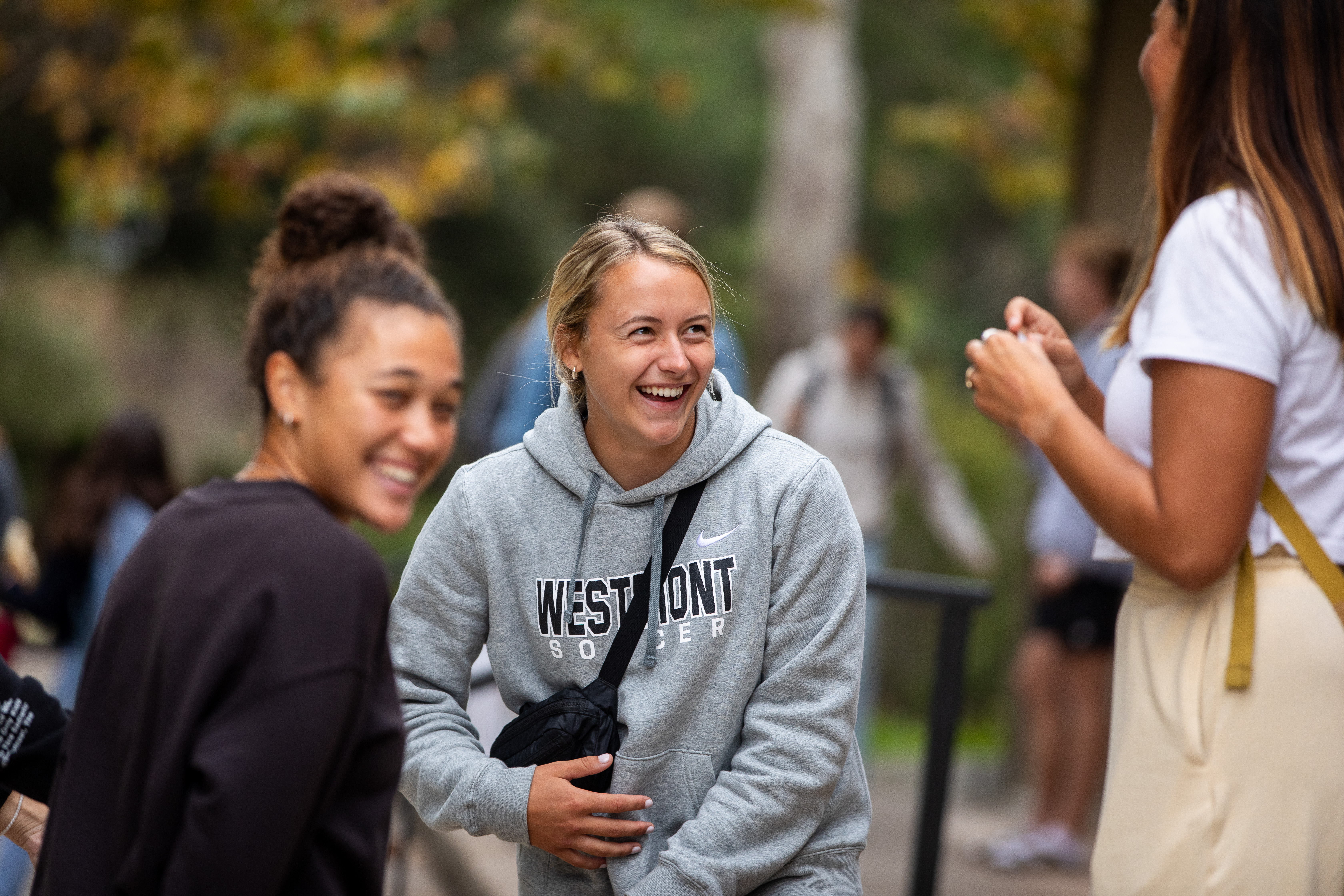 female westmont students laughing