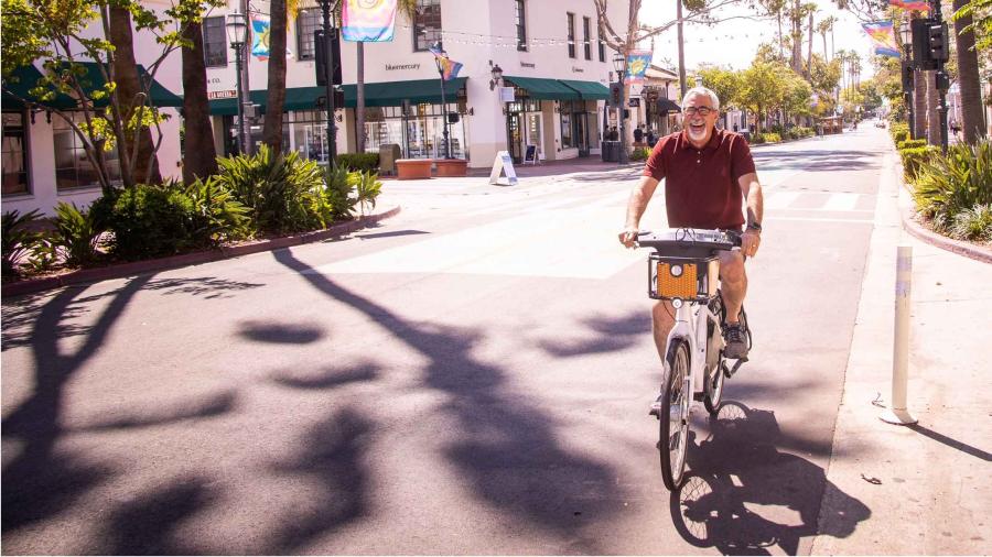Brad Biking Down State Street