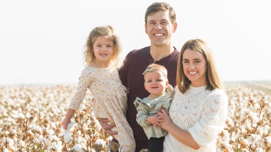 Zach Sheely Family in Cotton Field