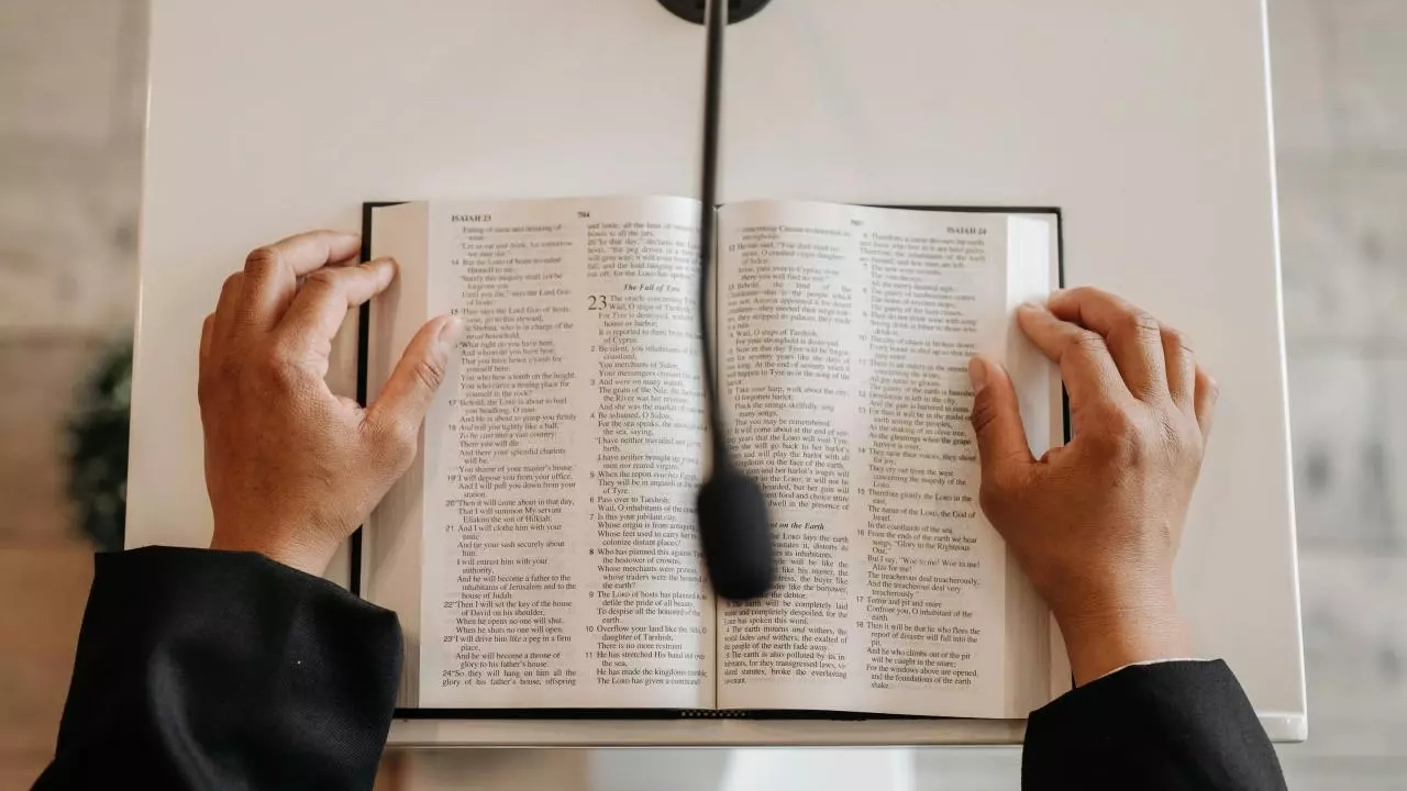 preacher with bible at pulpet