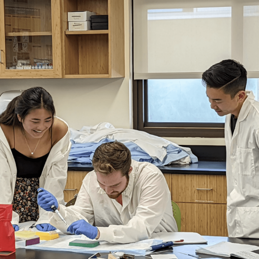 westmont biology students in lab