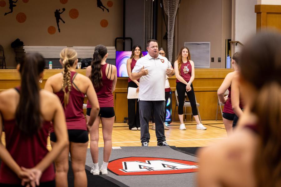 Rob Ruiz address the student-athletes about their legacy