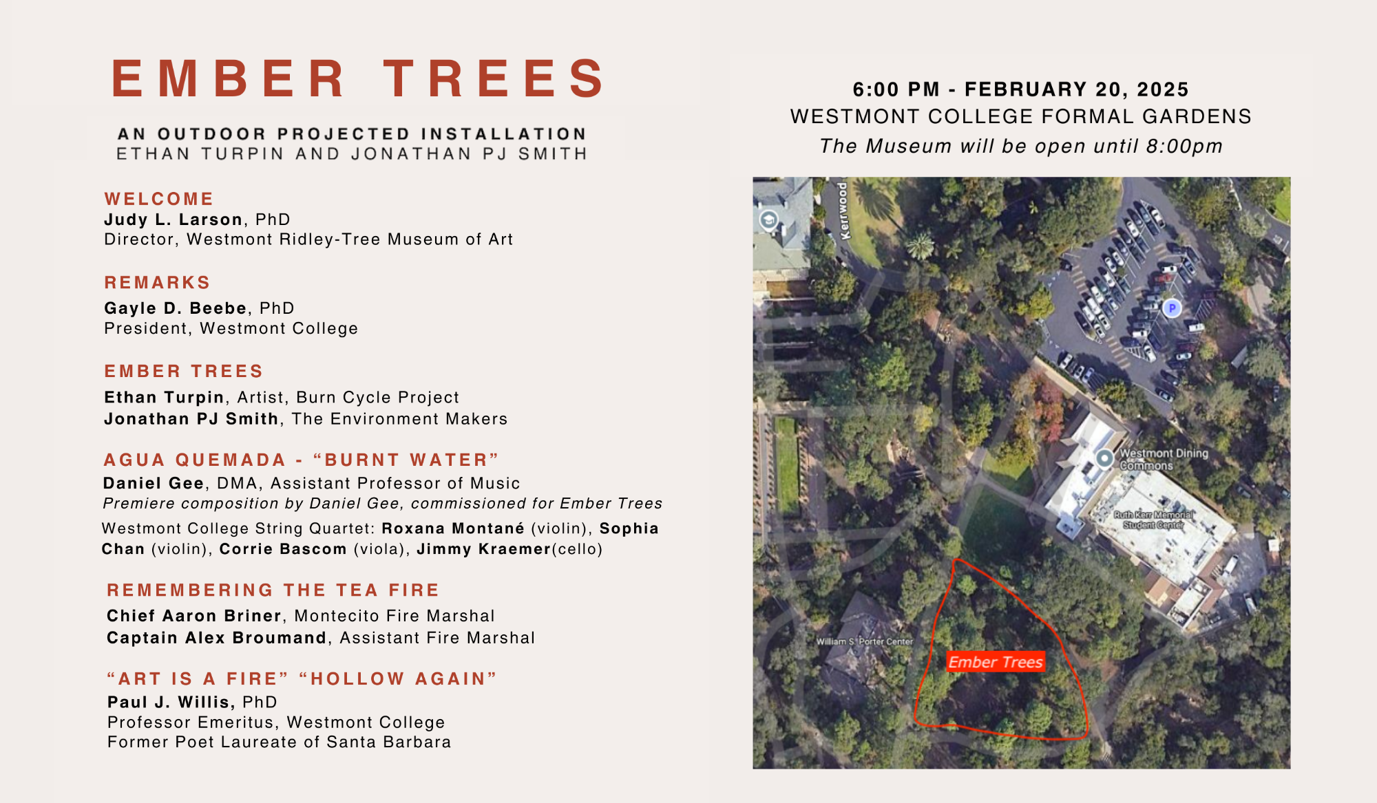 Map and Program for Ember Trees event.