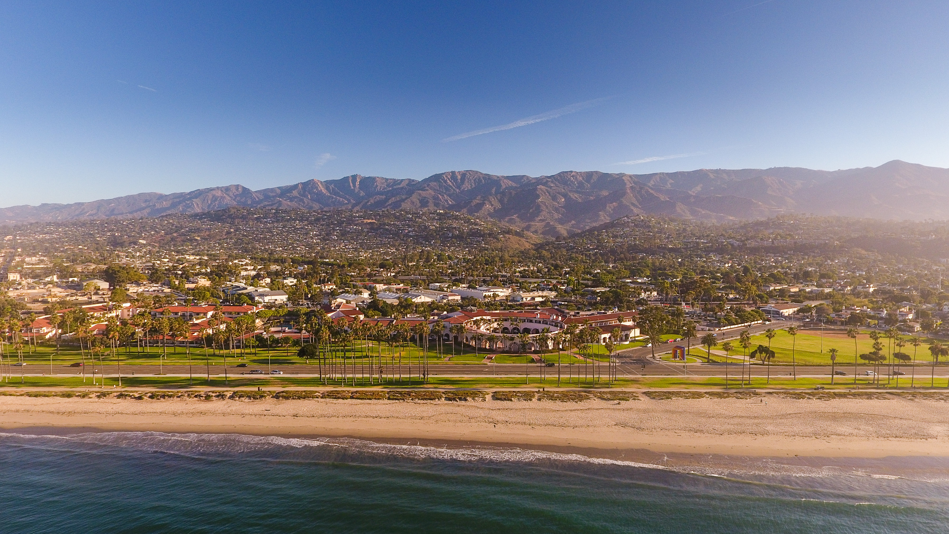 aerial view of east beach and santa barbara