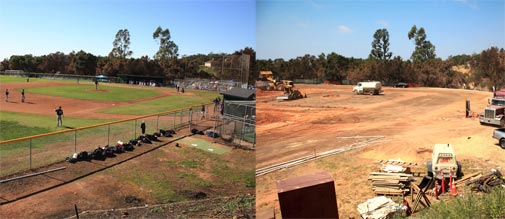 Carr Field, before and now