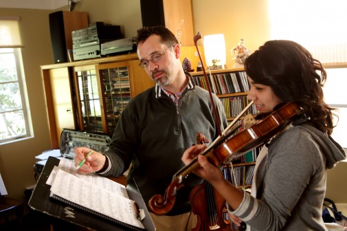 Philip Ficsor, Westmont professor of violin, and Aimee Wong '10