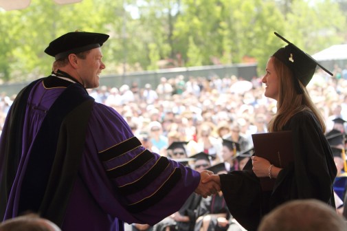 President Gayle D. Beebe will shake the hands of 341 graduates May 7