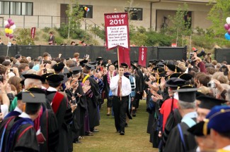 The class of 2011 is led onto Carr Field during Commencement May 7