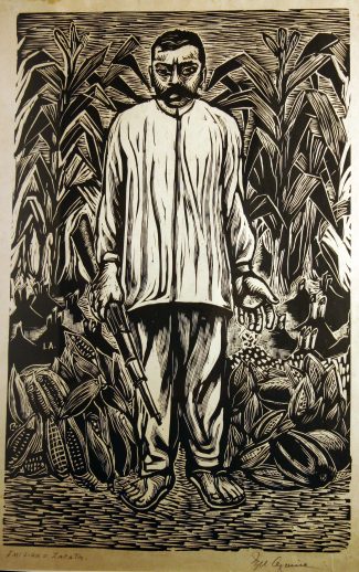 "Emiliano Zapata, the Great Leader of the Revolutionary Peasant Movement" by Ignacio Aguirre, 1948. From the collection of Gil Garcia and Marti Correa de Garcia.