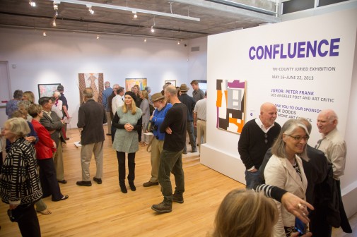 crowd at Westmont Ridley-Tree Museum of Art for Confluence art exhibitino