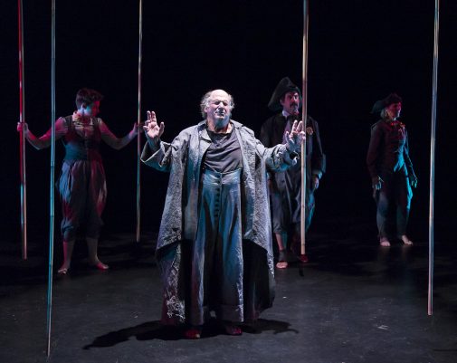 Sara Reynolds ’11, Stanley Hoffman, Michael Bernard and Victoria Finlayson in “The Tempest” (Photo by David Bazemore)