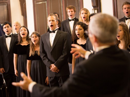 Dr. Michael Shasberger conducts the Westmont choir