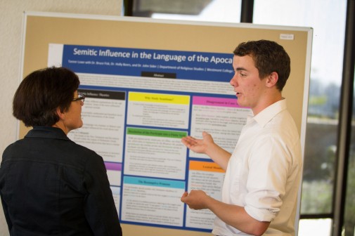 Tanner Lowe ’14 presents his research in religious studies