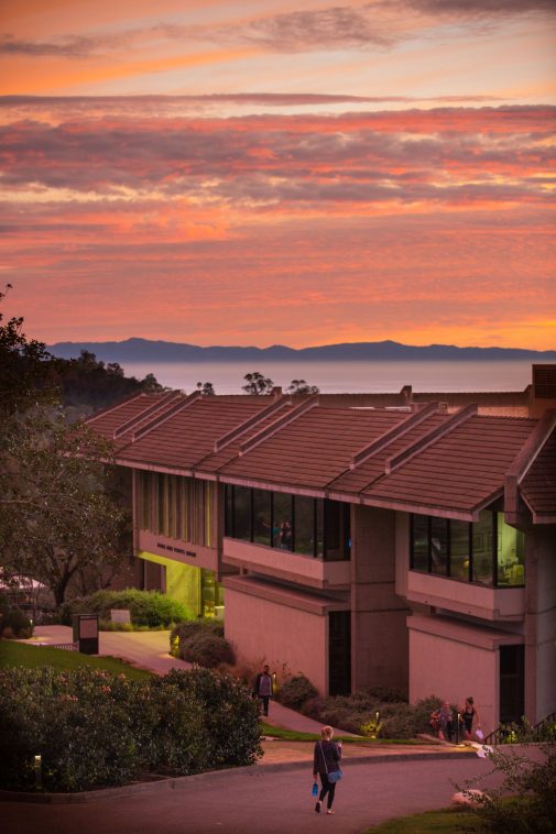 Westmont's Voskuyl Library with Santa Cruz Island in the background