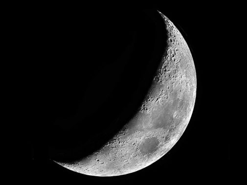 The crescent moon photographed with the Keck Telescope