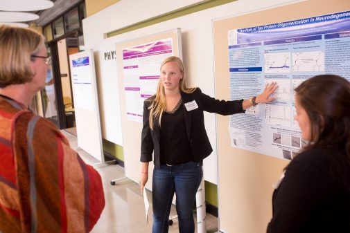 Megan Korff, a double major in chemistry and biology, presents her research in 2015