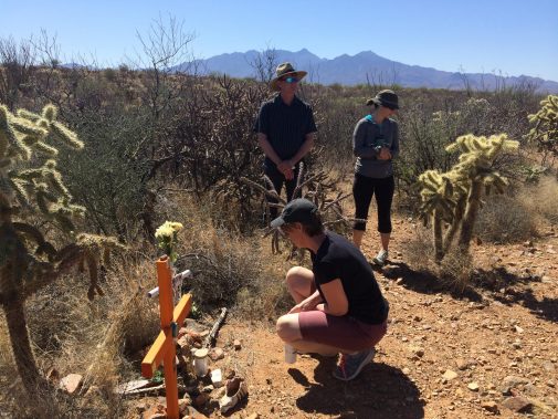 Chris and Cheri Larsen-Hoeckley and Liz Robertson near the Arizona border