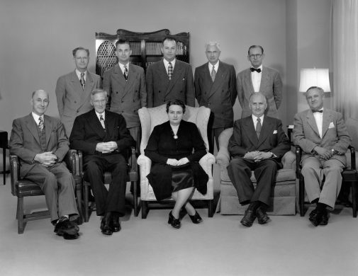 Ruth Kerr (center) and the Westmont Board of Trustees in 1947