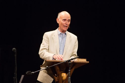 Dr. Bob Gundry in Homecoming chapel in 2012