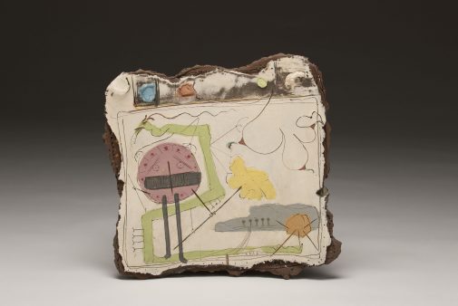 Shield, Sara Series, Gas Fired Earthenware with Engobes, c. 1983, 18.5 x 18.25 x 2.75 in., Don Reitz Collection