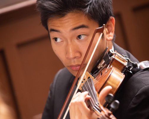 Westmont student playing the violin