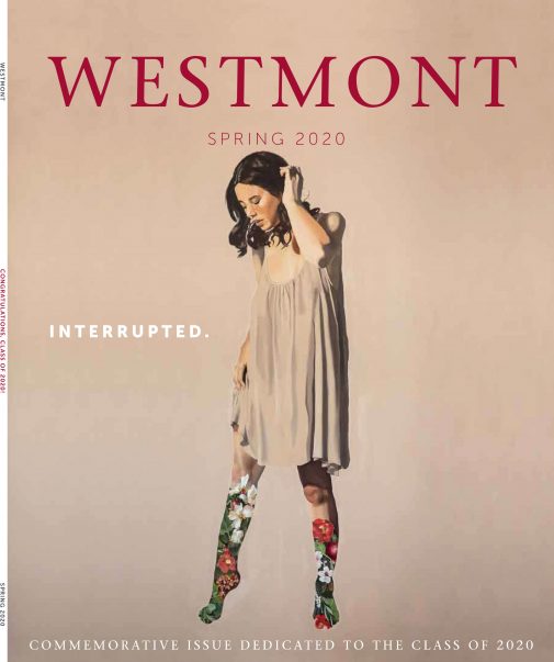 The 2020 Westmont spring magazine cover features "Restores My Soul" by Alyssa Beccue '20