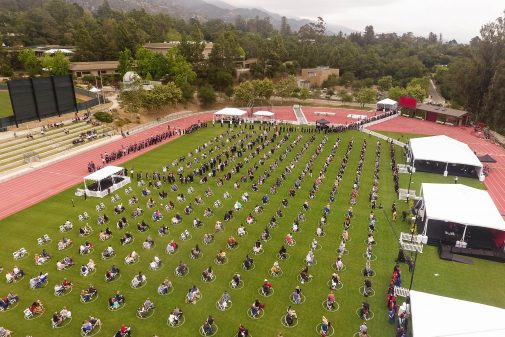 An aerial view of Commencement
