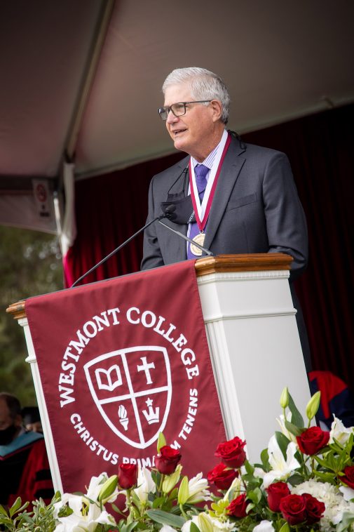 Ron Werft, president and CEO of Cottage Health, spoke at Commencement May 8