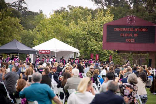 The Westmont College Class of 2021 enters Thorrington Field