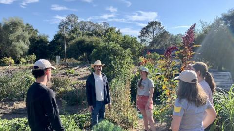 students in the garden