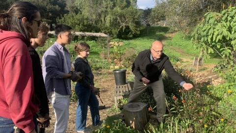 students in the garden