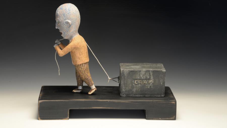 Wesley Anderegg Dragging My Crap Around Ceramic, Wood, Steel , String 2024