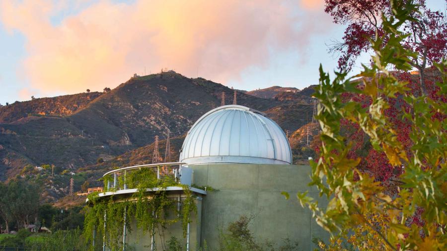 Westmont Observatory in fall at sunset