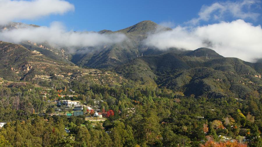 Aerial view of campus mountains