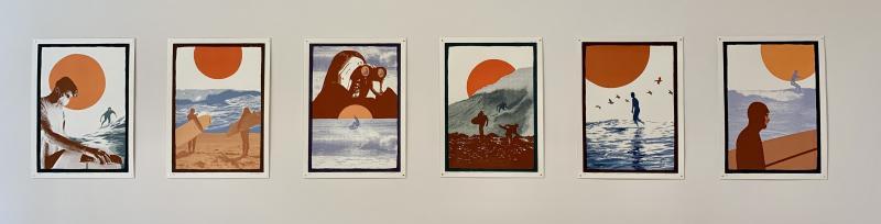6 screenprints hung in gallery