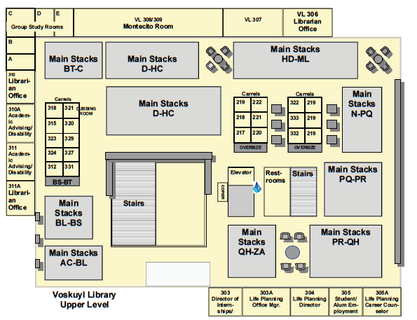 Library upper level map