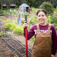 Janell Balmaceda standing in the Westmont Garden